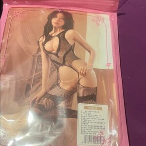 Seductive Black Fishnet Bodysuit